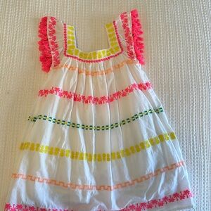 Cat & Jack dress with cute palm tree embroidery and hot pink fringe detail